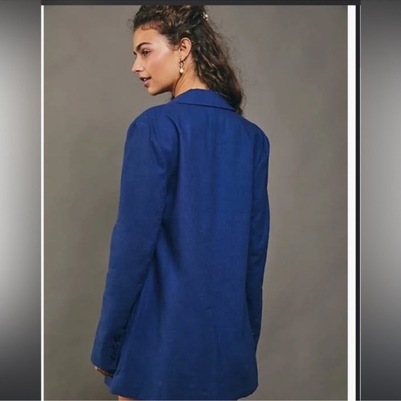 Free People Marni Blue Linen Blend Blazer - Picture 2 of 5